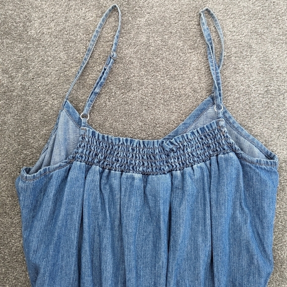 BLUE Spice blue denim overalls romper shorts size Small - Picture 9 of 10